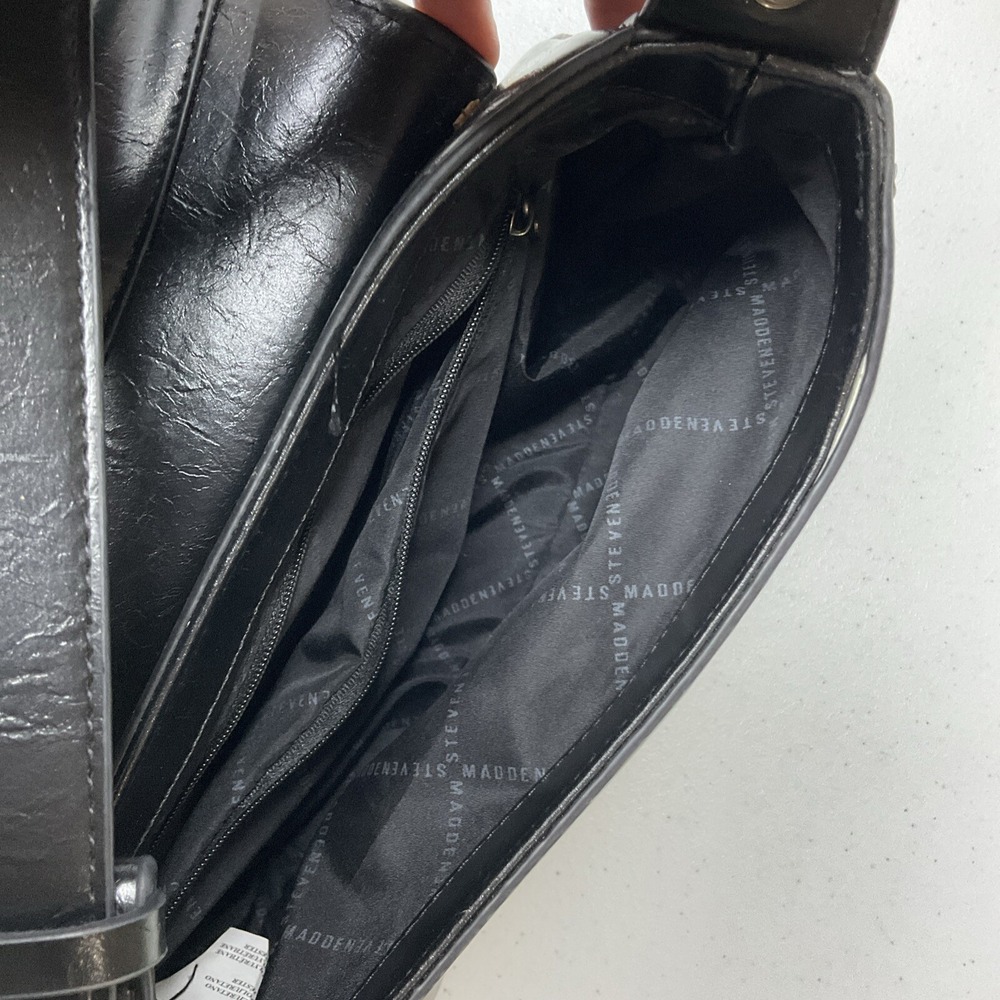 Steve Madden BMargy Shoulder Bag Purse Black Faux Leather Studded Y2K SM Logo - Picture 8 of 9